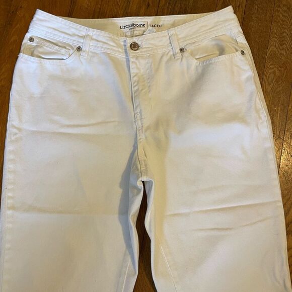 Liz Claiborne Denim Jackie Cotton Cuffed White Jeans Womens Size 10 - Picture 2 of 10